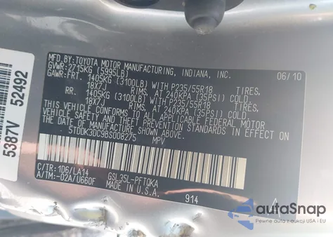 2011 Toyota Sienna Limited z USA, uszkodzony, nr VIN 5TDDK3DC9BS008275